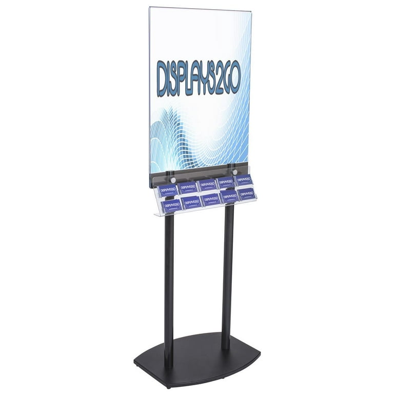 Displays2go Poster Holder with Business Card Attachment, Laminated MDF &  Acrylic Construction – Black, Clear Finish (BC10SCLPSB)
