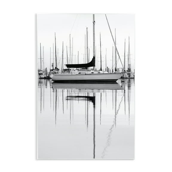 Stupell Industries Monochrome Boat Harbor Transportation Photography Unframed Art Print Wall Art, 10 x 15