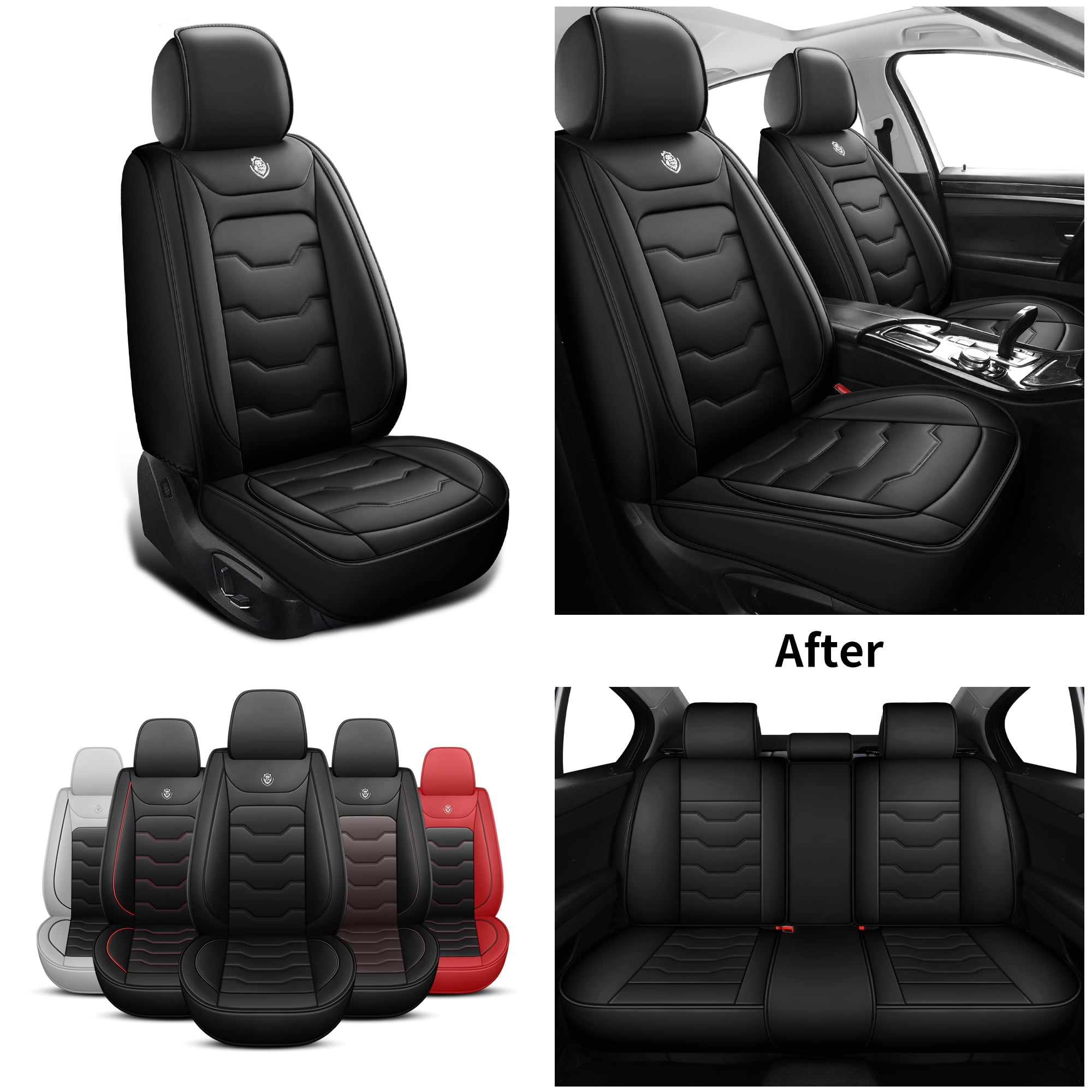 Universal 5-Seat Car Seat Covers Waterproof Non-Slip Breathable PU Leather Multiple Colors