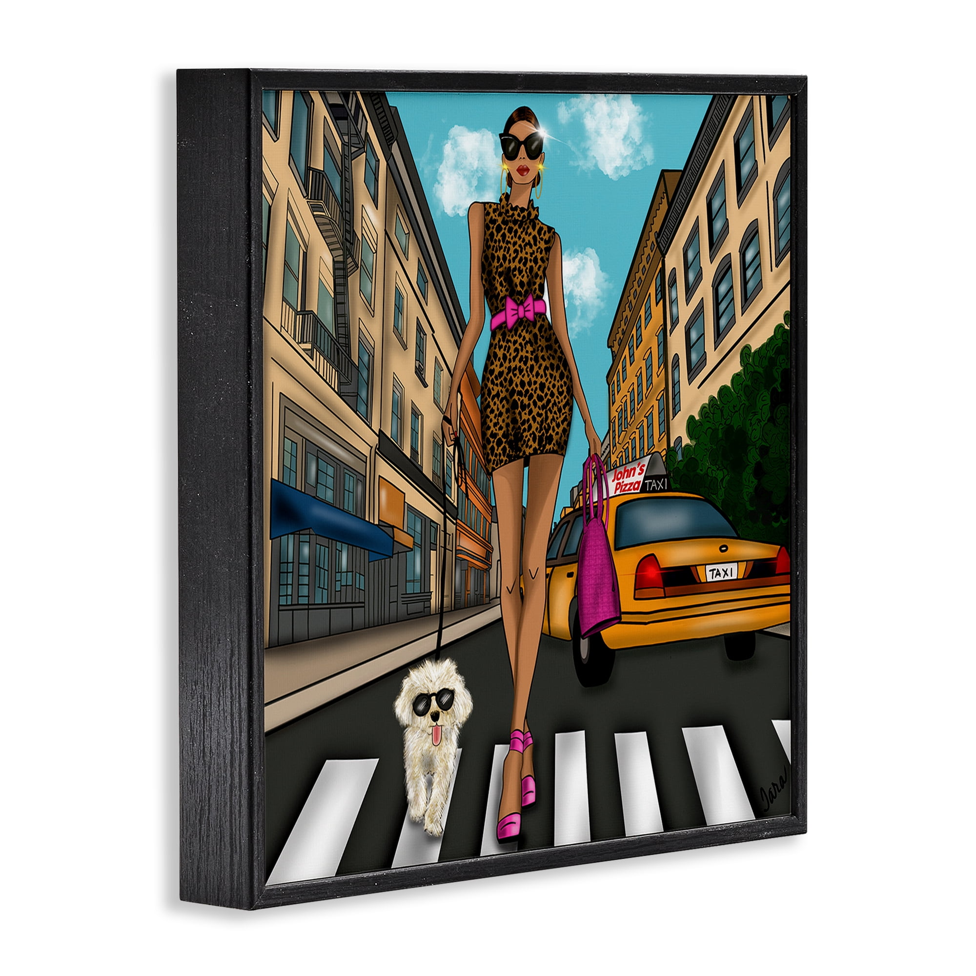 Stupell Industries Fashion Girl in Big City Black Framed Giclee Art, design by Tara Boone