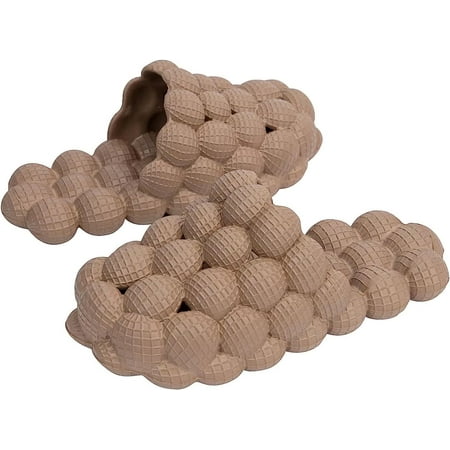 

Bubble Slides Slippers for Women Men Funny Massage Slippers Golf Ball Slides Cloud Cushion Thick Sole Spa Slides Non-slip Stress Relief Reflexology Sandals Shower Bedroom Slippers(Brown)