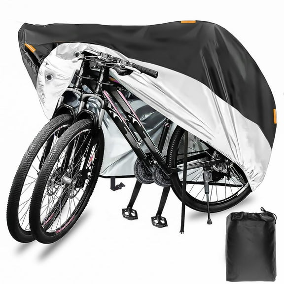 TSV Outdoor Bike Cover, Bicycle Waterproof Cover with Lock Holes, Black Silver, 94.5 x 49.2''