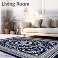 thumbnail image 2 of ODIKA 3'x5' Machine Washable Non-Slip Area Rug, Vintage Botanical Medallion Foldable Accent High Traffic Rug with Pad, Blue, 543728, 2 of 8