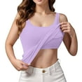 thumbnail image 2 of Bovemsi Women's Solid Color Sports Bra Tank Top – Built-In Padded Camisole for Workout & Casual Wear, Purple, L, 2 of 7