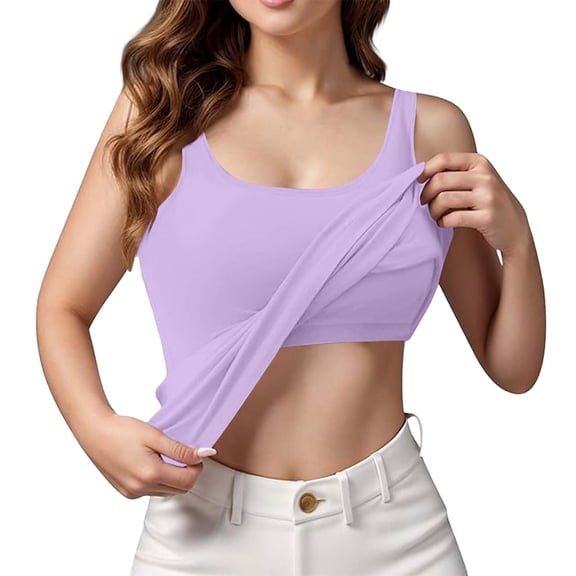 Womens Tops Womens Tank Tops With In Bra Summer Basic Padded Yoga Shirt Shelf Bras Workout Camisole Casual Undershirt Casual Sleeveless Tank Tops For Women