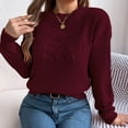thumbnail image 6 of JUjie Halloween Sweater Plus Size Womens Striped Crew Neck Knit Pullover Sweaters Ruffled Long Sleeve Tops Z03 Red S, 6 of 7