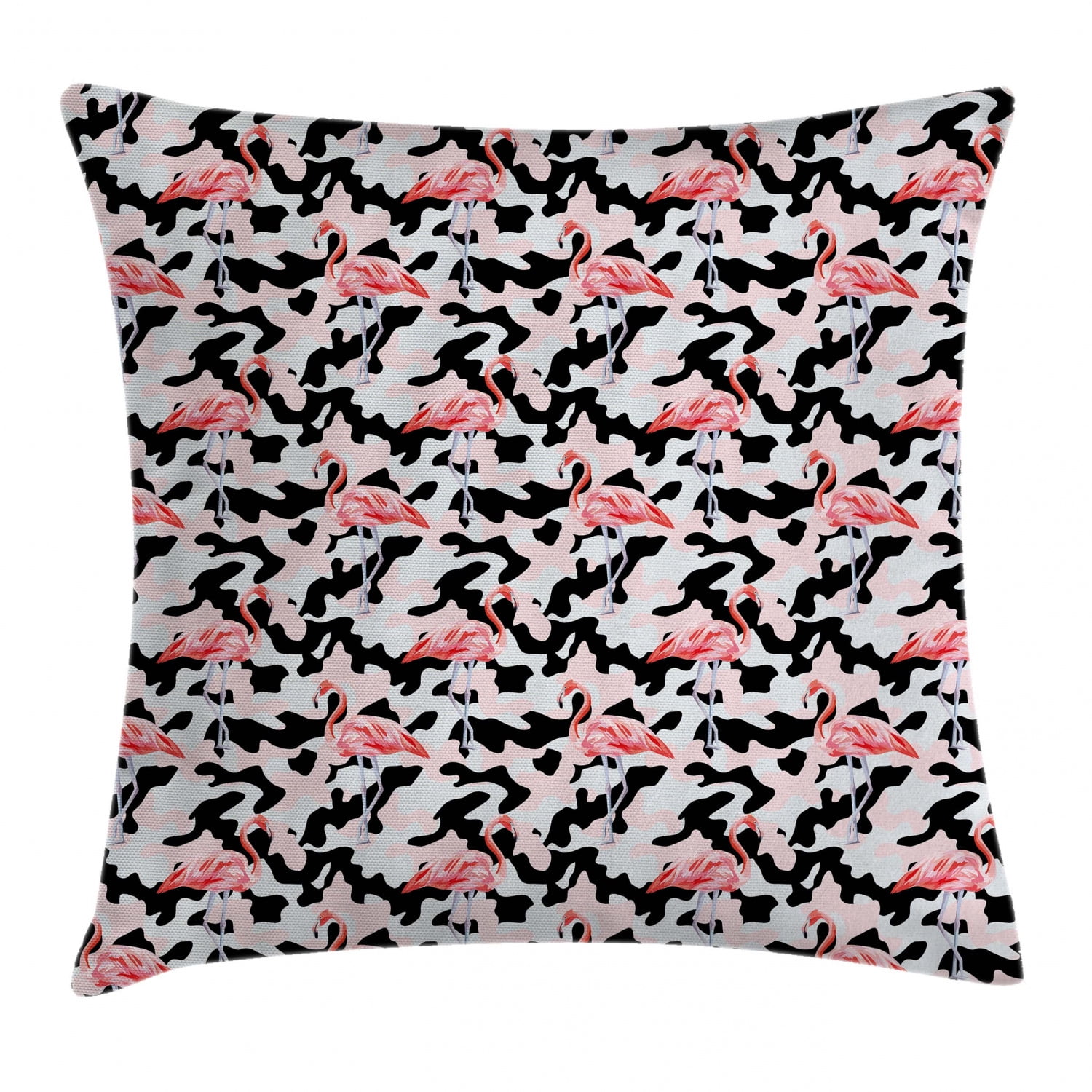 Camo Throw Pillow Cushion Cover Watercolor Pink Flamingo Print On
