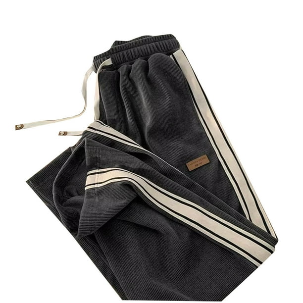 Pantalones largos para hombre, moda informal, lisos, gruesos, con bolsillos, cordón ajustable, pantalones deportivos cargo para exteriores, pantalones de poliéster para hombre