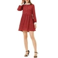 thumbnail image 1 of Vestido de camisa de manga larga a cuadros para mujer Inspire Chic, color rojo, 1 of 5