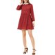 thumbnail image 1 of Vestido de camisa de manga larga a cuadros para mujer Inspire Chic, color rojo, 1 of 5