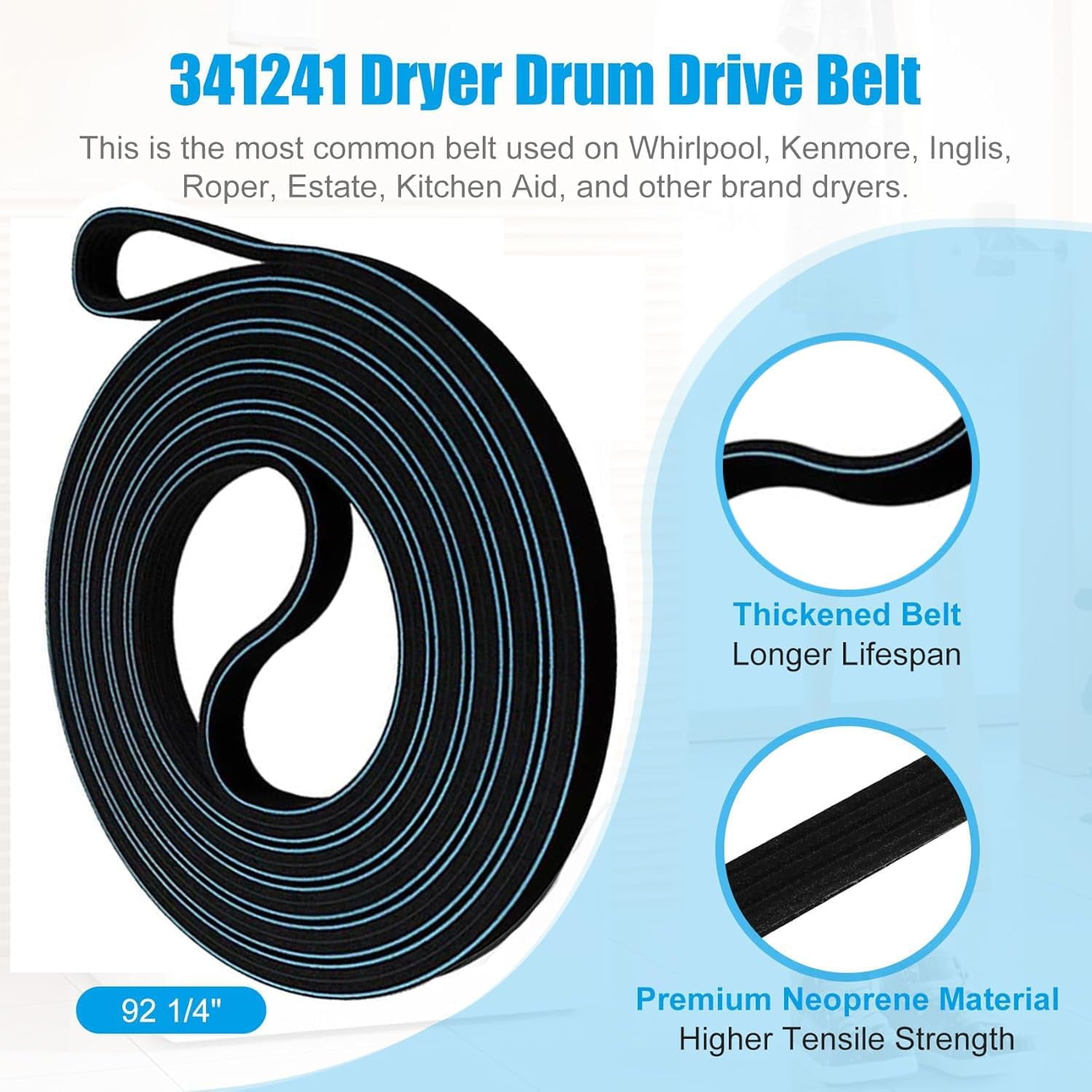 4392065 Dryer Repair Kit for Whirlpool Kenmore Maytag Amana Dryer, Includes 341241 Dryer Belt 349241T Roller 691366 Idler Pulley, Fits WED4815EW1 NED4655EW1