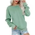 thumbnail image 2 of ATOYSOY Women's Relaxed Comfy Casual Loose Basic Sweaters Tops Crew Neck Sweatshirts Fall Trendy Solid Color Blouses Workout Long Sleeve Tees Green S, 2 of 7