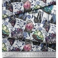 thumbnail image 2 of Soimoi Poly Georgette Fabric Leaves,Floral & Crystals Ocean Print Sewing Fabric Yard 52 Inch Wide, 2 of 3