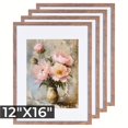 thumbnail image 1 of 4pcs Photo Frame Set in Natural, Dark Brown & Black - Contemporary Wall Art for Home and Office Decor, Rectangular Wooden Frames for Posters and Collages, 1 of 6