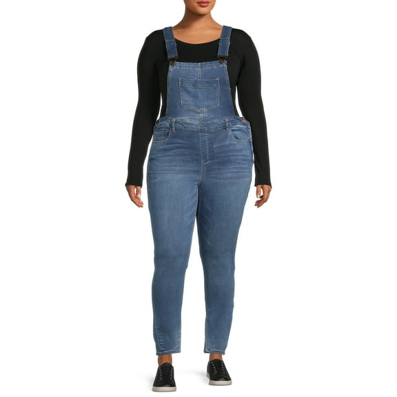 Dollhouse Junior's Plus Size Stretch Denim Overalls