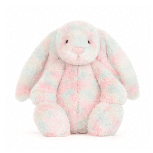 Soft Rainbow Tie-Dye Bunny Plush Toy, Cute Stuffed Rabbit with Floppy Ears