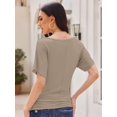 thumbnail image 4 of Womens Casual T Shirts Dolman Top Breathable Basic Short Sleeve Shirts Boat Neck Ruched Tops Summer Lightweight Clothes, 4 of 7
