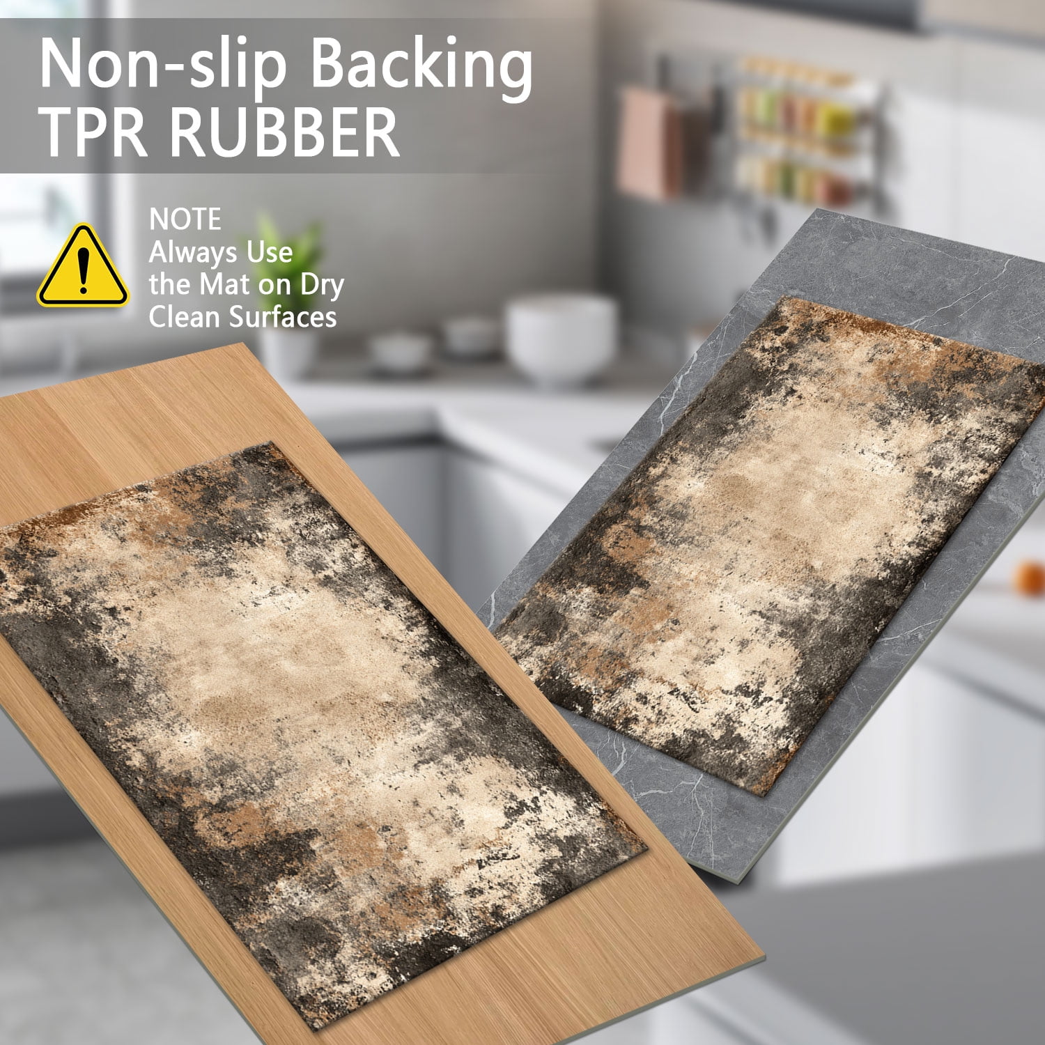 3 Piece Kitchen Rug Set, Non-Slip And Washable, Abstract Pattern Kitchen Hallway Rug, Soft And Comfortable, Suitable For Sinks, Floors, Entrances, Hallways and Bathrooms