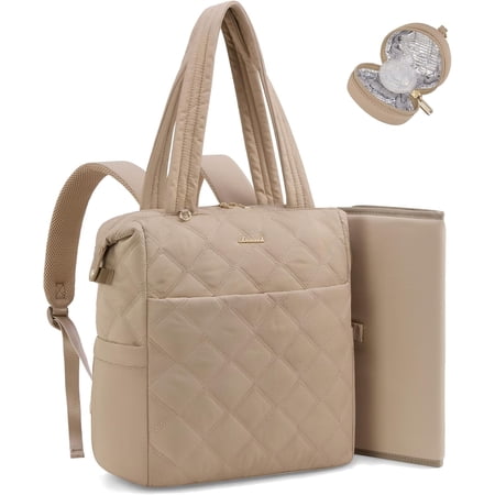 LOVEVOOK Diaper Bag Backpack Diaper Bag Tote for Mom Dad with Changing Pad Insulated Pockets Convertible Lightweight Baby Backpack with Pacifier Case（Khaki）