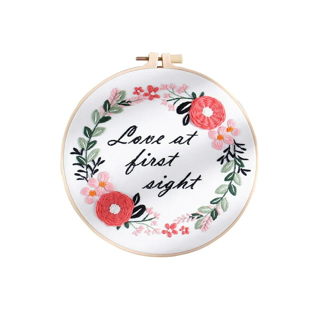 EastVita Embroidery Kit, Embroidery Starter Kit with Embroidery Cloth, 3 Needles, Frame, Thread, DIY Motivational Floral Needlepoint Kit for Living Room, Bedroom