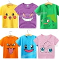 thumbnail image 2 of Camisetas de Pokémon para niños, ropa de algodón suave de manga corta de Pikachu, Bulbasaur Squirtle Mew, Tops para niños y niñas, 2023, 2 of 4