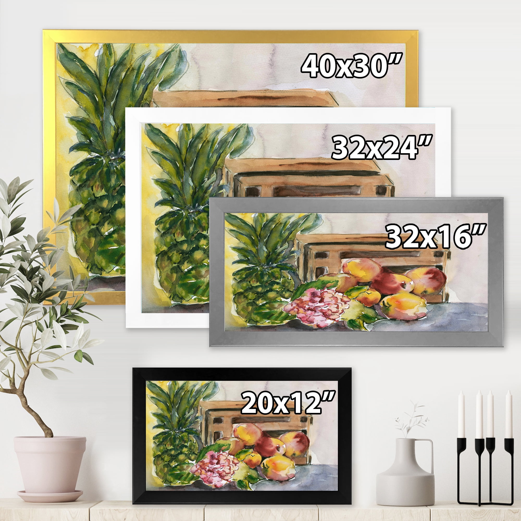 Designart 'Historic Fruits V' Farmhouse Framed Art Print