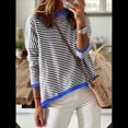 thumbnail image 4 of Suéteres de Mujer de Larga, Cuello Redondo, Rayas de Colores, Suéteres Casuales de Punto Negro y Azul XL, 4 of 9