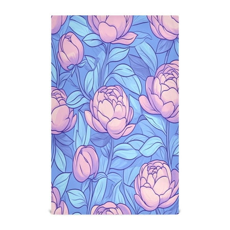 

Pink and Blue Peonies Decorative Waffle Towel Kitchen Dishcloth 28x18in Multi-Use Tea Towel