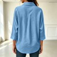thumbnail image 5 of Button Down Shirt Collared 3/4 Sleeve Flowy Business Casual Shirts Dressy Work Travel Blouses, 5 of 5