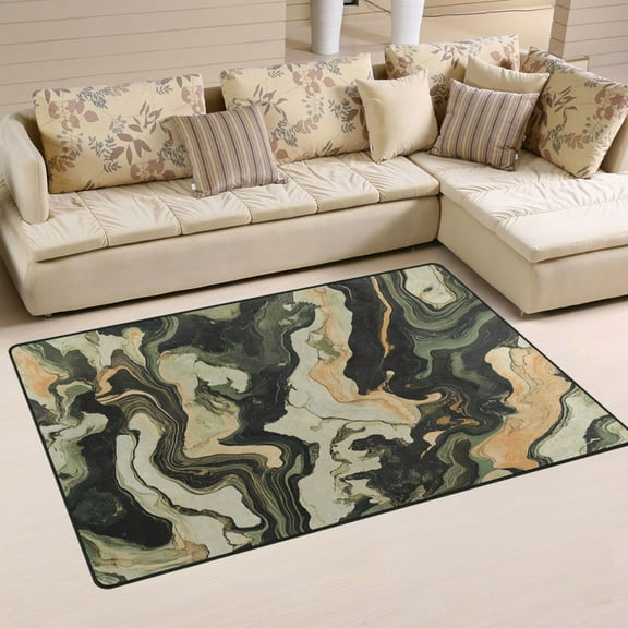 Non-Slip Area Rug 31"x20" Indoor Washable Floor Mats Carpet Printed for Living Room, Bedroom, Home Decor Earth Tone Camouflage
