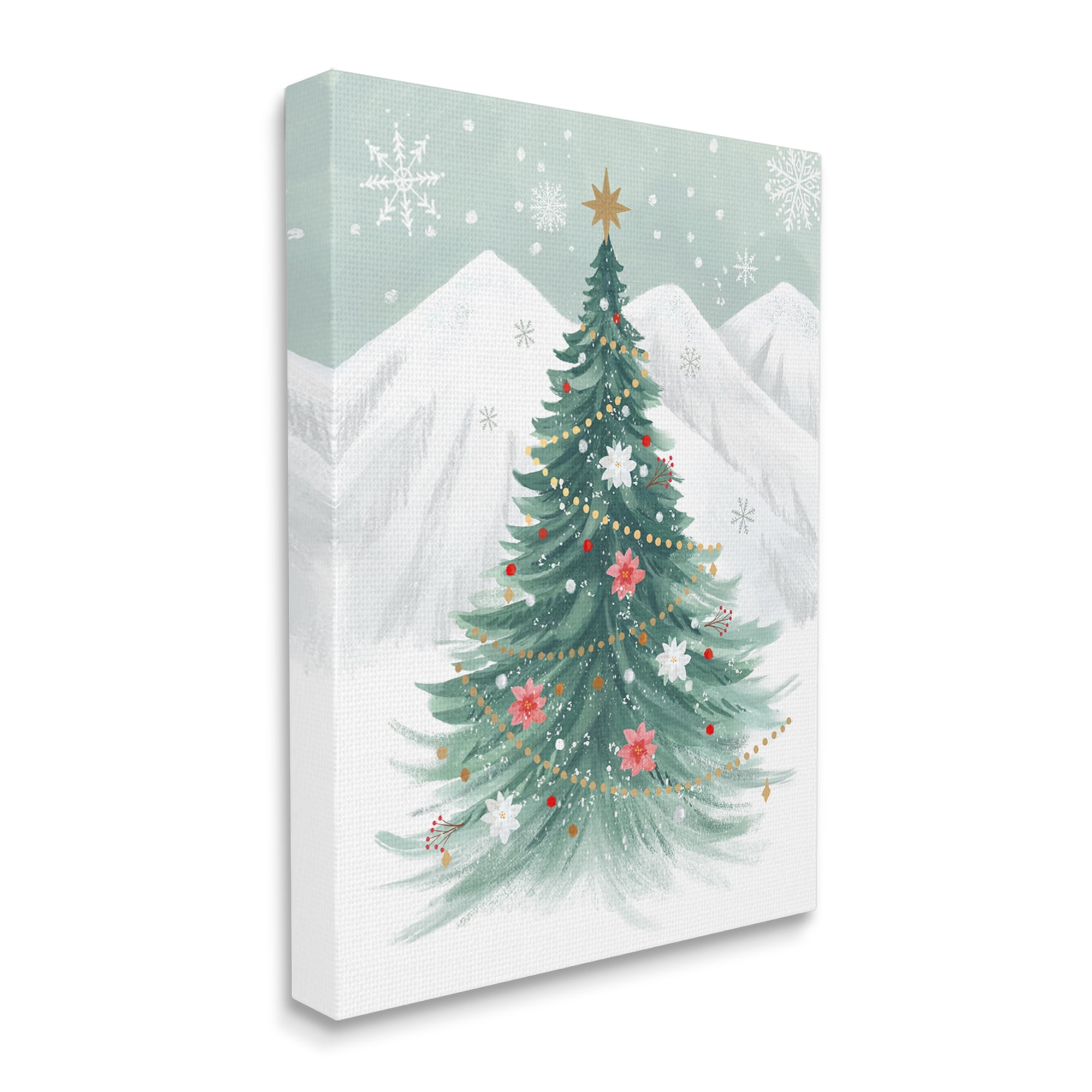 Stupell Industries Subtle Christmas Tree in Snow Holiday Painting Gallery Wrapped Canvas Art Print Wall Art, 30 x 40