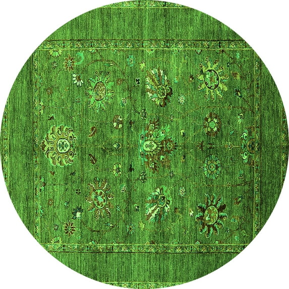 Ahgly Company Indoor Round Oriental Green Industrial Area Rugs, 6' Round
