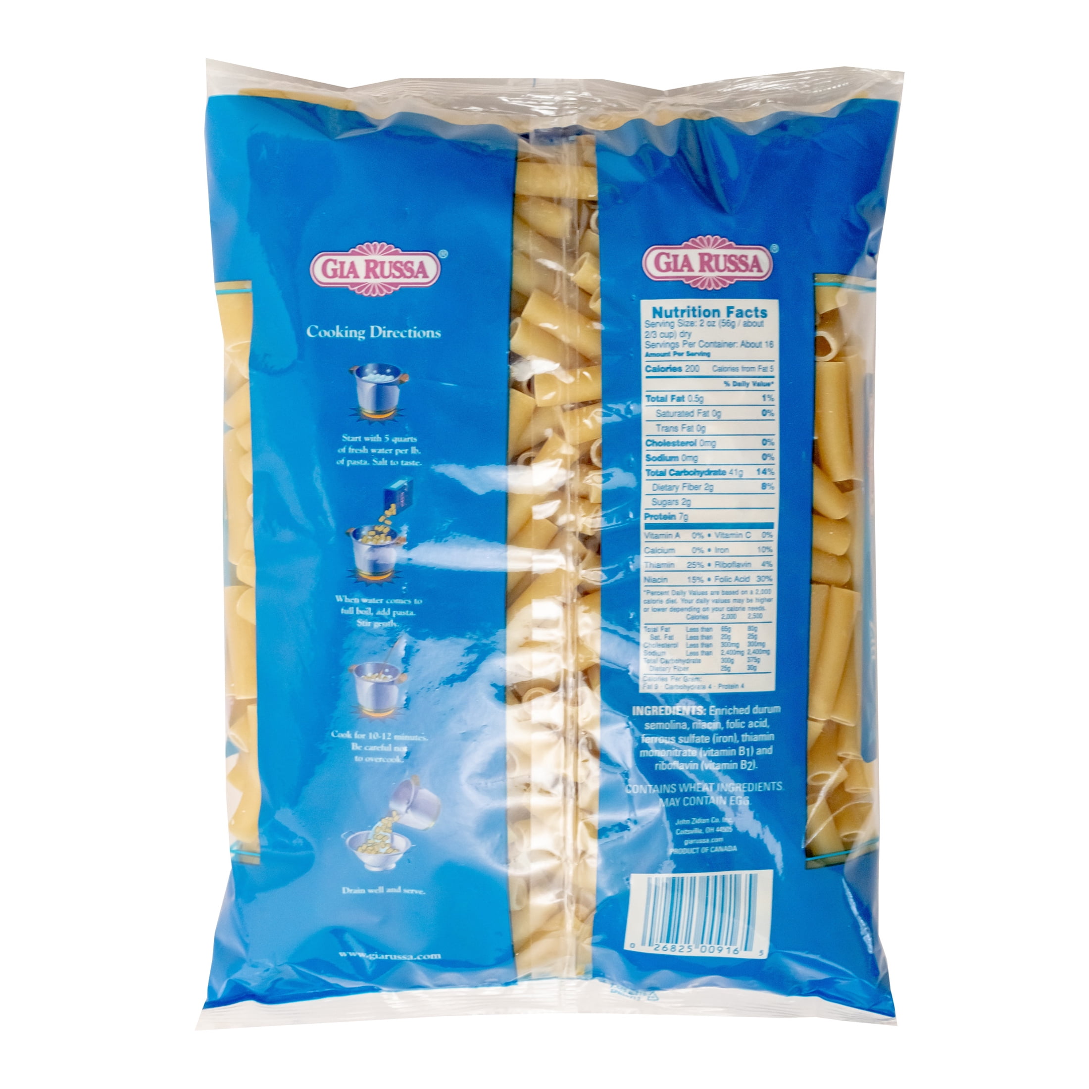 Gia Russa Ziti Pasta, 32 oz dried ziti pasta