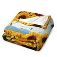 thumbnail image 3 of NIANHE Bee and sunflower blanket, comfortable and soft, warm casual blanket, printed design, winter sofa dormitory home decoration, must-have travel product. Size is 40x50 inches., 3 of 9