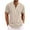 Khaki, variant on Mens Linen Short Sleeve Shirts Banded Collar Tee Loose Fit Summer Casual Button Down Tops Beach Vacation Clothes