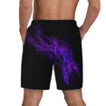 thumbnail image 2 of Mens Swim Trunks Black Purple Abstract Quick Dry Board Shorts with Compression Liner, 2 of 6