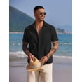 thumbnail image 5 of COOFANDY Men's Button Up Short Sleeve Summer Casual Beach Shirt No Tuck Trendy Linen Tops Textured Stretch Shirts, 5 of 7