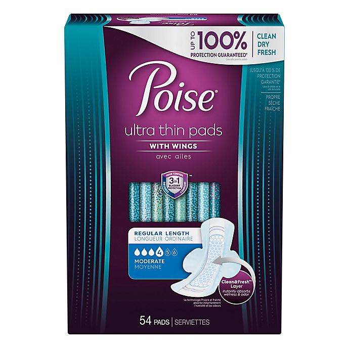Poise Ultra Thin Moderate Wing Pad 54 Count