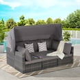 thumbnail image 2 of 5-Piece Outdoor Patio Wicker Daybed Furniture Set with Retractable Canopy, Storable Side Table, and Soft Cushions for Relaxing In Your Backyard Or Porch (Dark Grey), 2 of 11