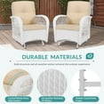 thumbnail image 7 of MEETWARM Patio Wicker Rocking Glider Set, All-Weather Outdoor Rattan Patio Rocking Chairs of 2, Patio Conversation Set with Thickened Cushions for Porch Garden & Backyard, White Wicker/Beige, 7 of 7
