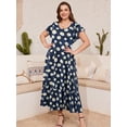thumbnail image 4 of VEPKUL Summer Casual Bohemian Dresses for Women 2025 Short Sleeve Long Maxi Dress with Pockets 3-NavyBlue_4X, 4 of 7