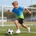 thumbnail image 5 of SGFCWSX Boys 2 Piece Soccer Uniform Set Summer Color Block Short Sleeve T Shirts Elastic Waist Shorts Sports Outfits for Kids Blue Size 2T, 5 of 8