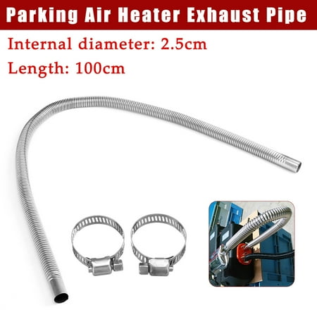 Exhaust Air Jack Stainless Steel Air Heater Tank Exhaust Pipe Gas Air Diesel Vent Hose Parking Heater for Car Silver ()