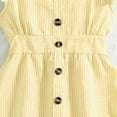 thumbnail image 4 of AJTQTH Girls Sundress High-Waisted Stylish V-Neck Flutter Sleeve Princess Dress Striped Tunic Gowns Summer Ruffles Flowy Midi Dress Yellow 11 Years, 4 of 7