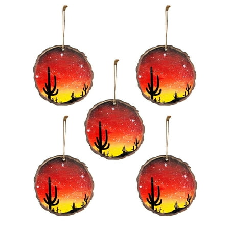 

Gyedtr Lovely Christmas Round Wooden Hanging Night Scenery Printed Pendant