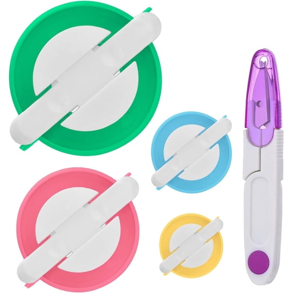LQCrafK Maker Kit 4 Sizes Pompom Makers Tool DIY Fluff Ball Weaver Needle Knitting Set with Sewing Scissors Pom-pom Maker for Beginner Handmade Toy Wool Crafts