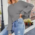 thumbnail image 2 of Sevevn Women's 2025 Crewneck Cropped Sweater Fall Batwing Sleeve Oversized Side Slit Ribbed Knit Pullover Jumper Tops, 2 of 9