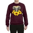 thumbnail image 2 of Elephant Sunflower Cute Love Animal Lover Unisex Crewneck Graphic Sweatshirt, Maroon, 2XL, 2 of 3