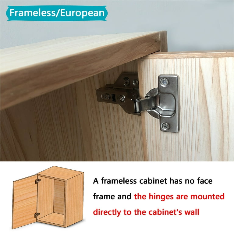 Cabinet Hinges (5 Pairs, 10 PCS) Frameless Cupboard Door Hinge Concealed  European Clip-On Inset Cabinet Door Hinges 3-Way Adjustable with Screws