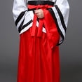 thumbnail image 4 of larppty Girls Traditional Chinese Ancient Costume Floral Print Han Dynasty Fairy Asian Princess Hanfu Dress Stage Performance Wear（Black， 11-12 Years）, 4 of 5